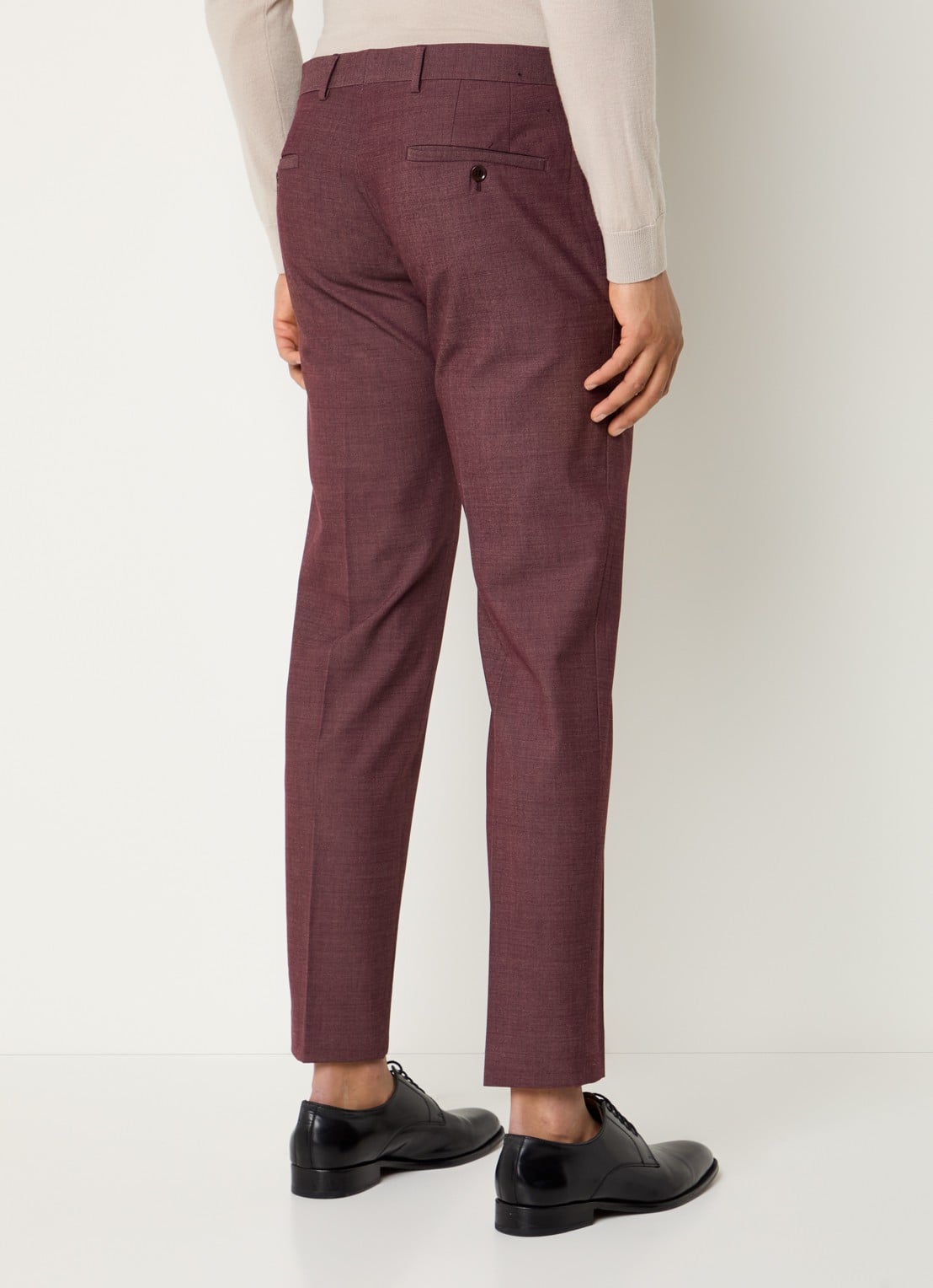 Strellson Kynd slim fit pantalon in wolblend met steekzakken - achterkant bordeauxrood