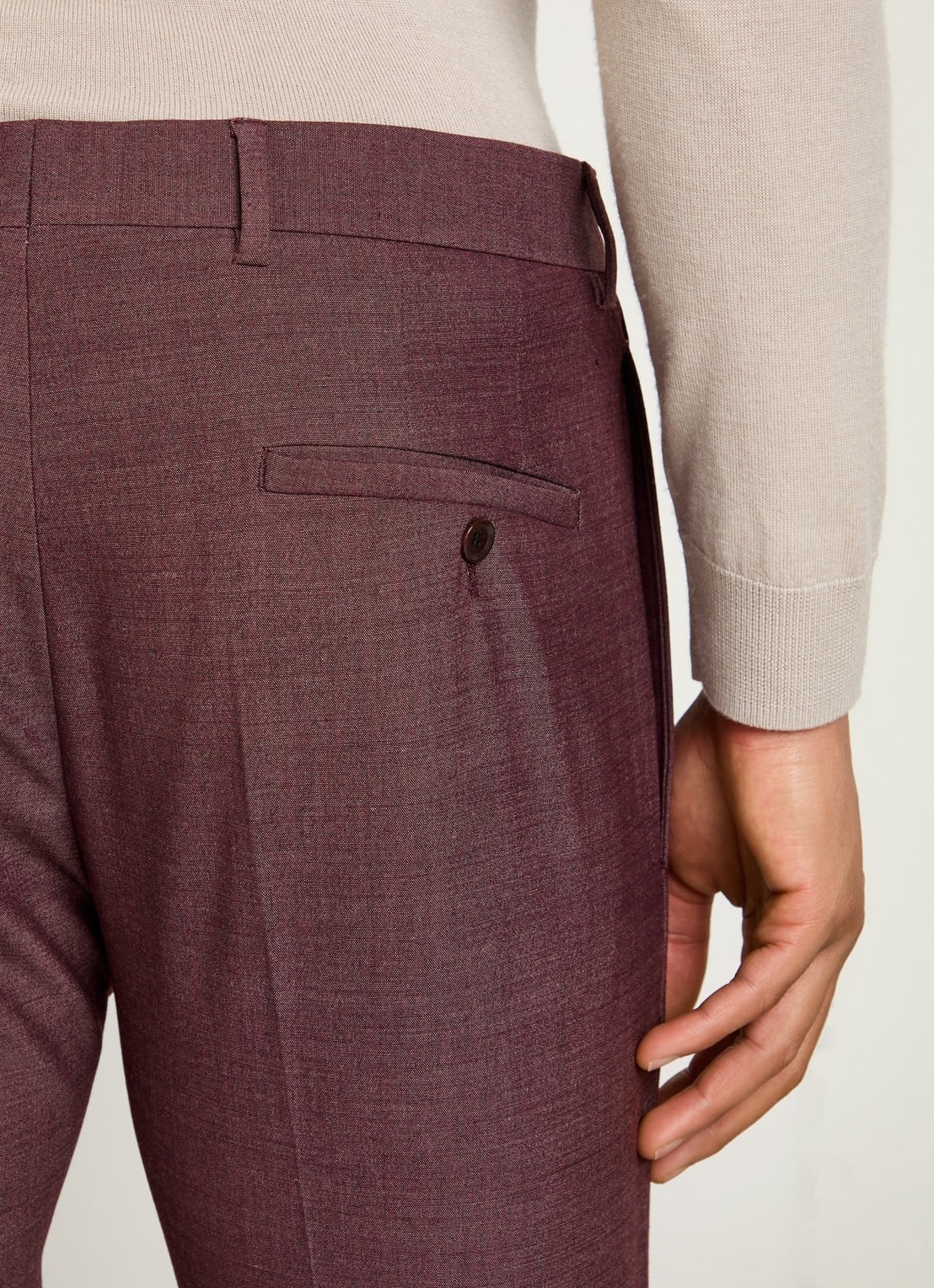 Strellson Kynd slim fit pantalon in wolblend met steekzakken - detail 4 bordeauxrood
