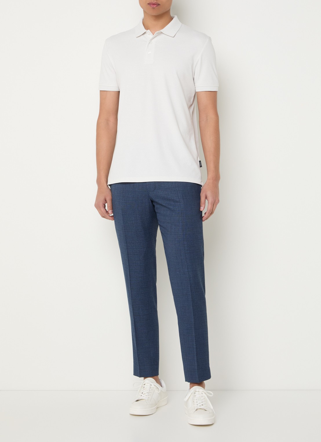 Strellson Kynd tapered fit chino met gemêleerd dessin en steekzakken - voorkant 2 petrol