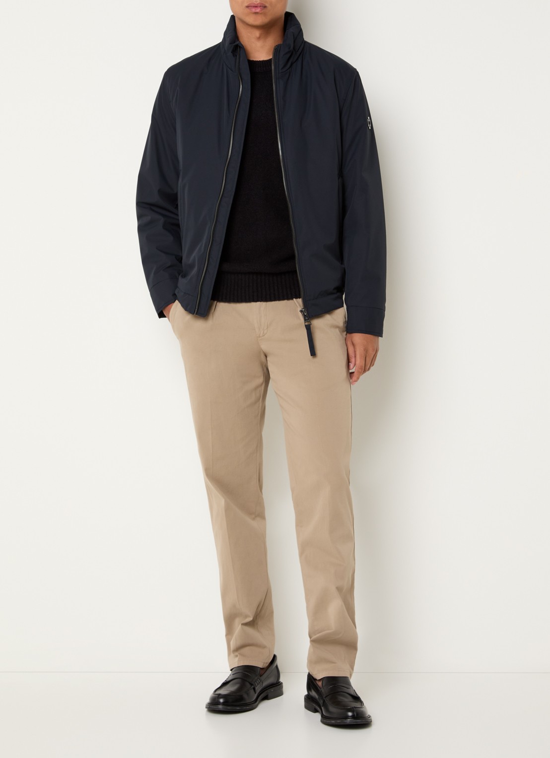 Strellson Light Gewatteerd jack met opbergbare capuchon - voorkant 2 donkerblauw