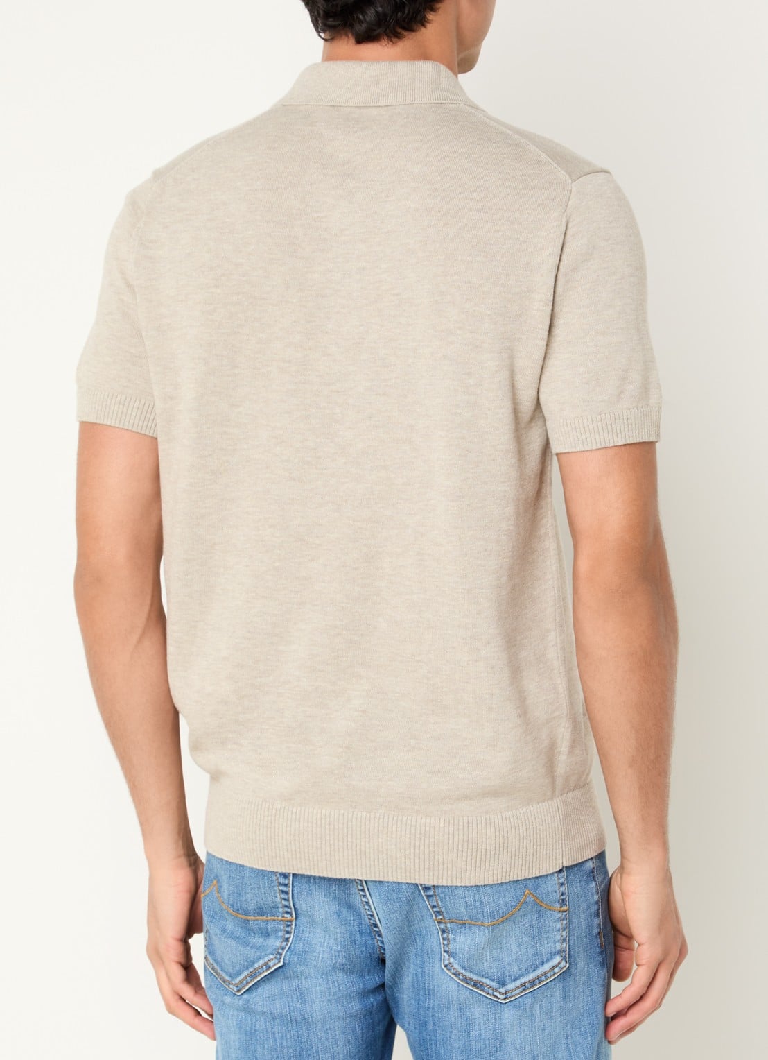 Strellson Loic fijngebreide pullover met polokraag - achterkant beige