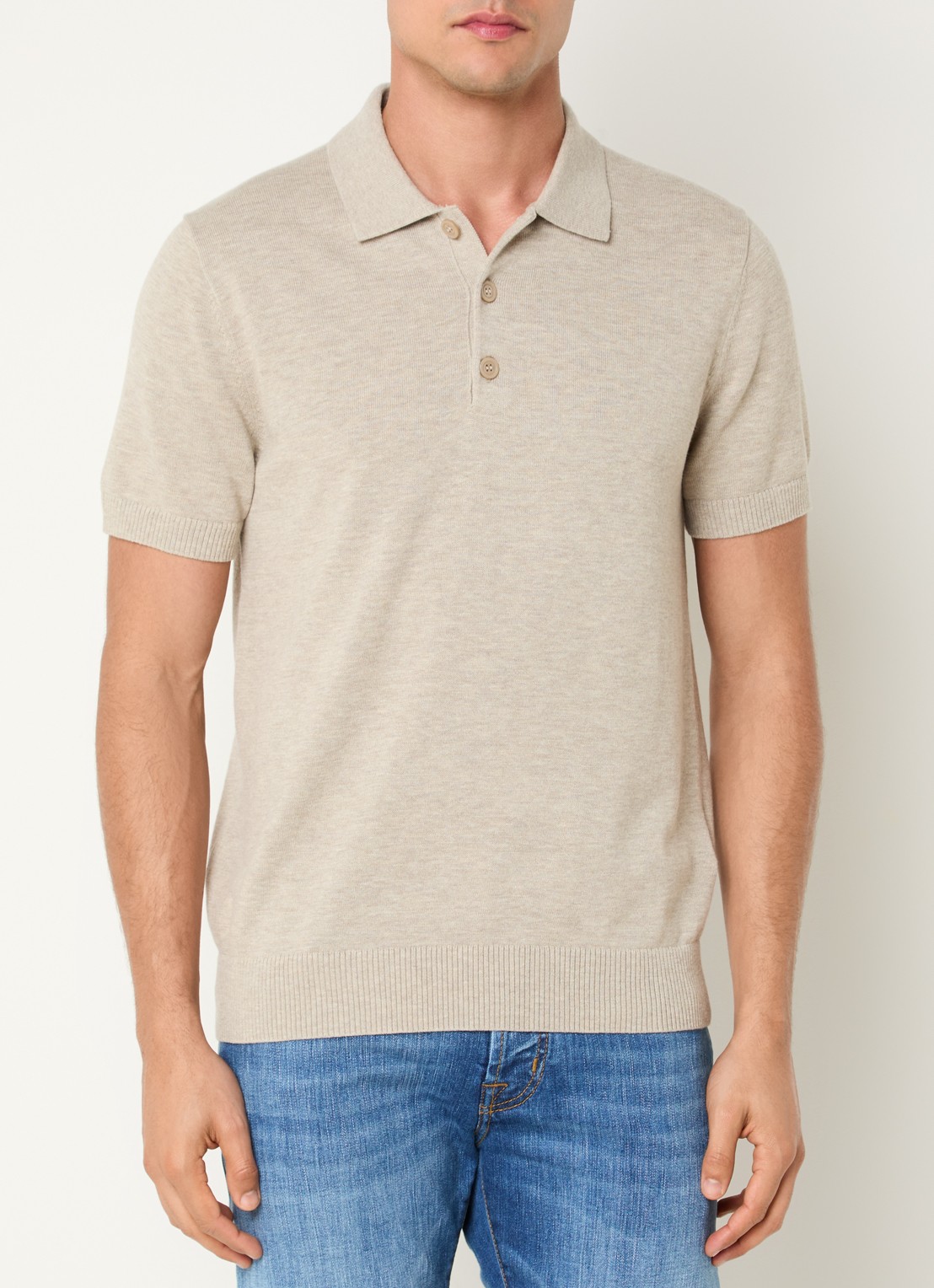 Strellson Loic fijngebreide pullover met polokraag - detail 4 beige