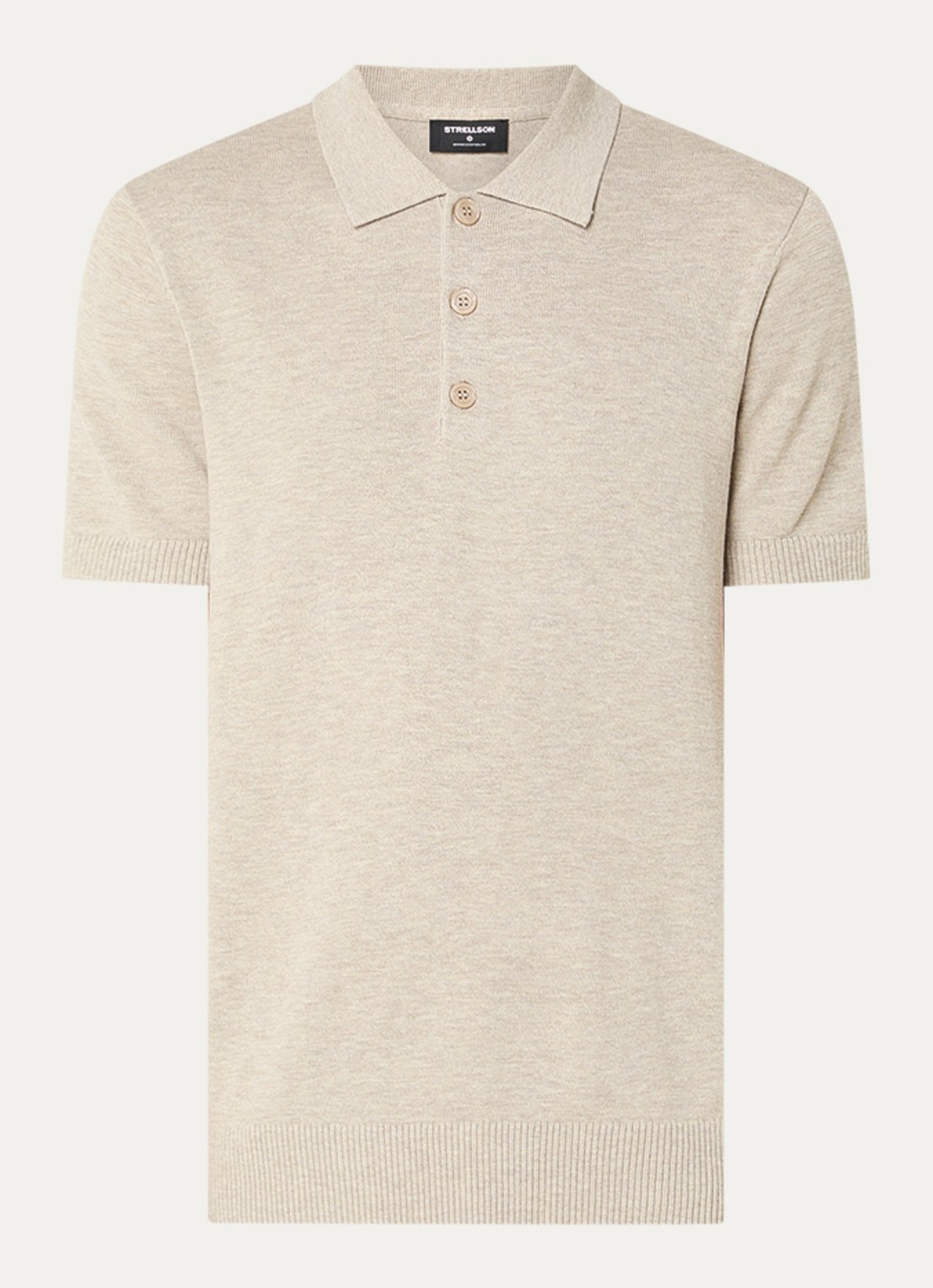 Strellson Loic fijngebreide pullover met polokraag - voorkant 2 beige