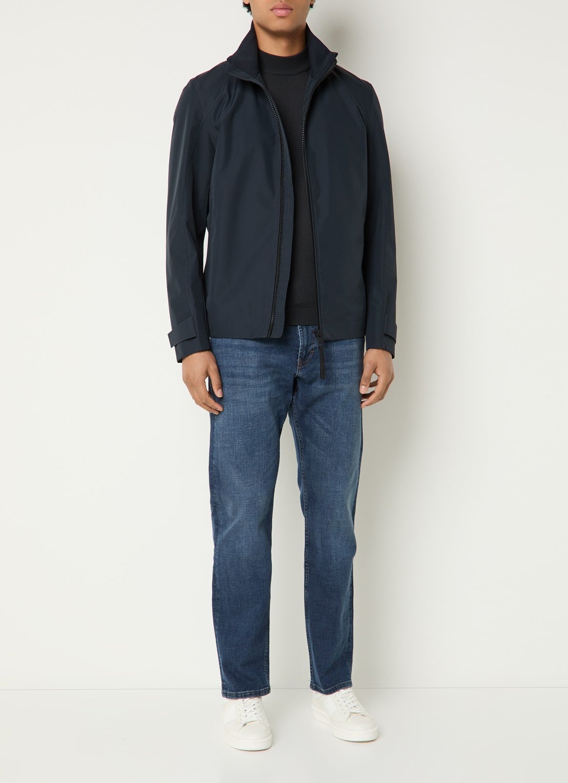 Strellson Lucca softshell jack met ritszakken - voorkant 3 donkerblauw