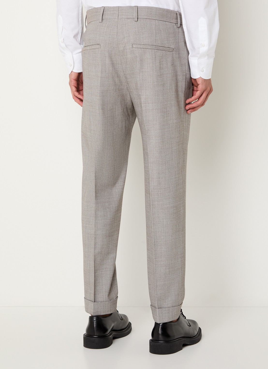 Strellson Luis straight fit pantalon in wolblend met steekzakken - achterkant 4 beige