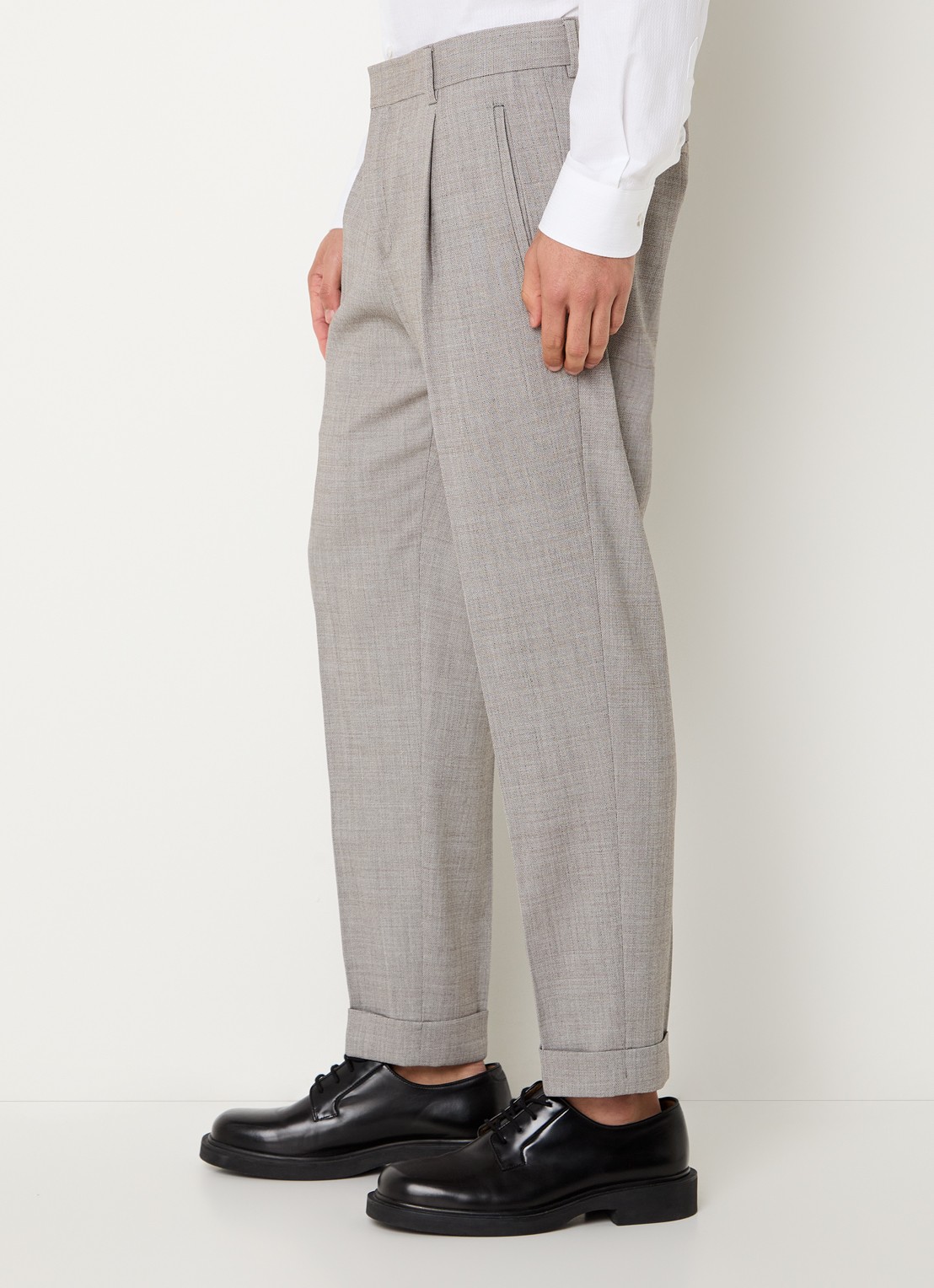 Strellson Luis straight fit pantalon in wolblend met steekzakken - detail 2 beige