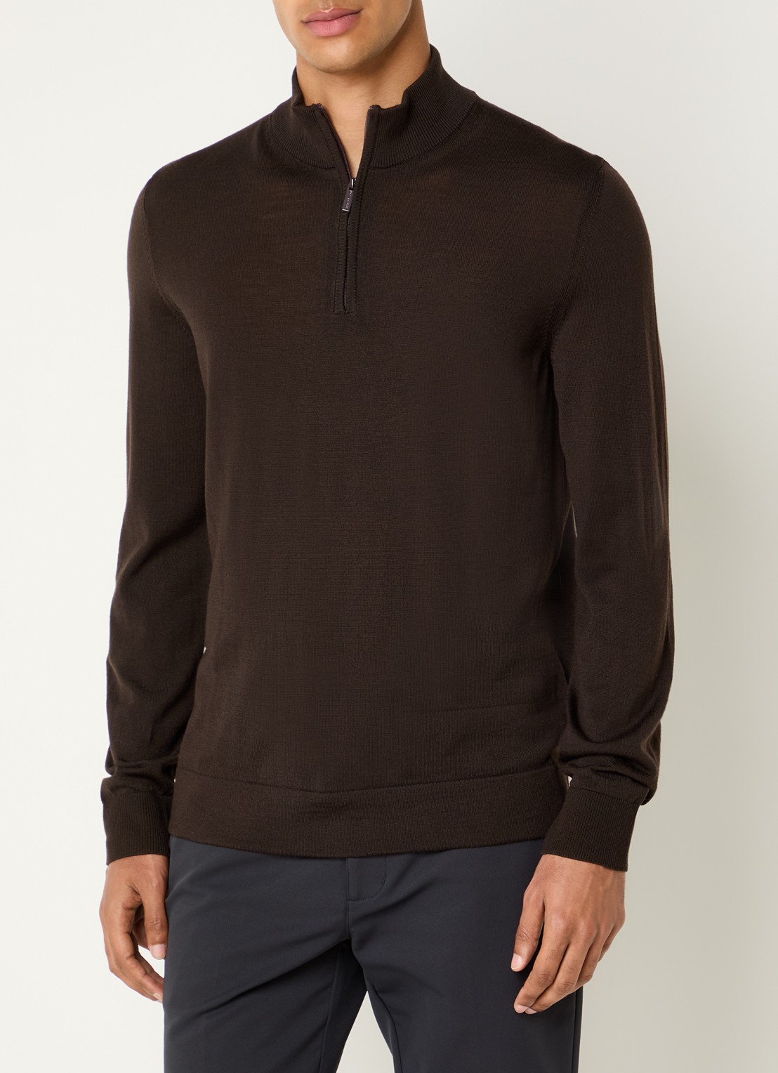 Strellson Marek fijngebreide pullover van scheerwol - detail 3 donkerbruin