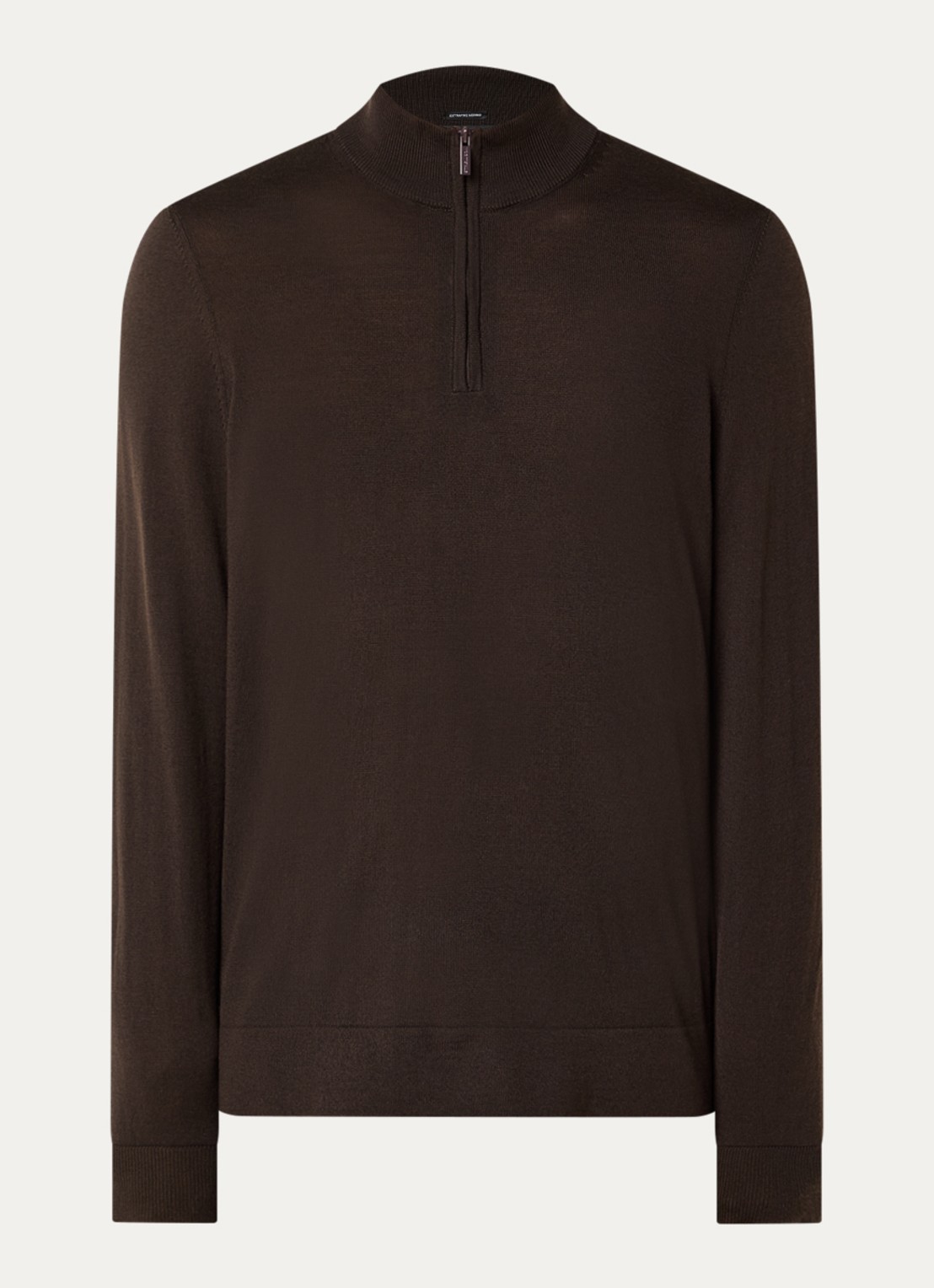 Strellson Marek fijngebreide pullover van scheerwol - voorkant donkerbruin