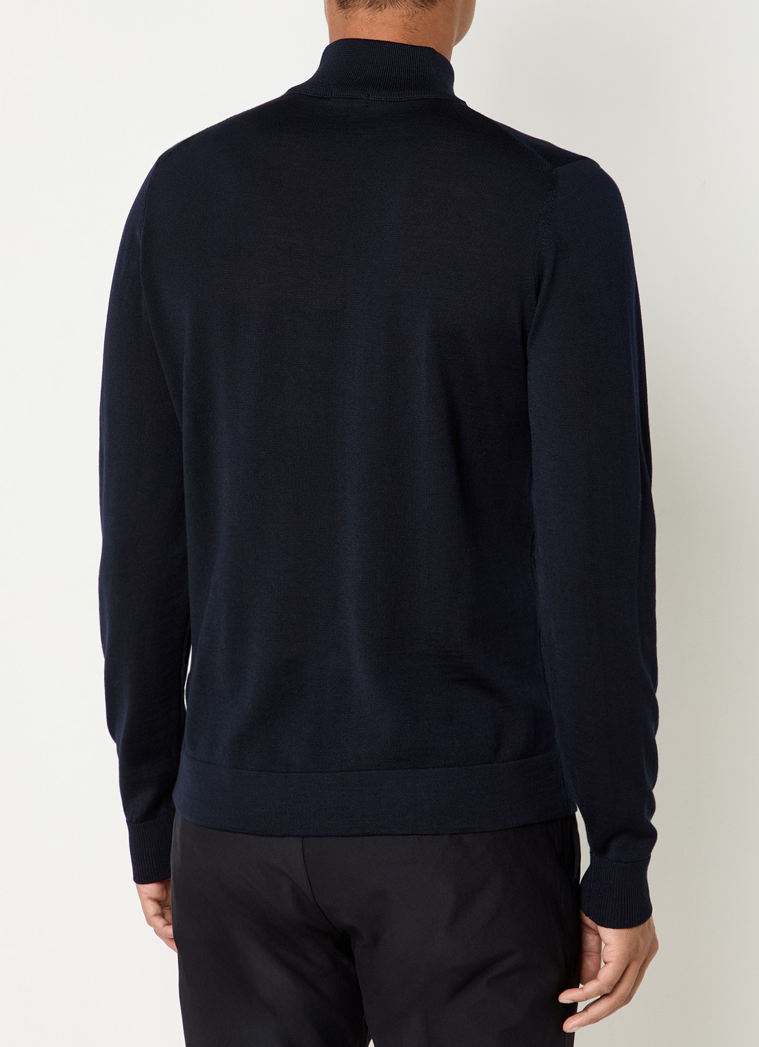 Strellson Marek fijngebreide pullover van scheerwol - achterkant 3 donkerblauw