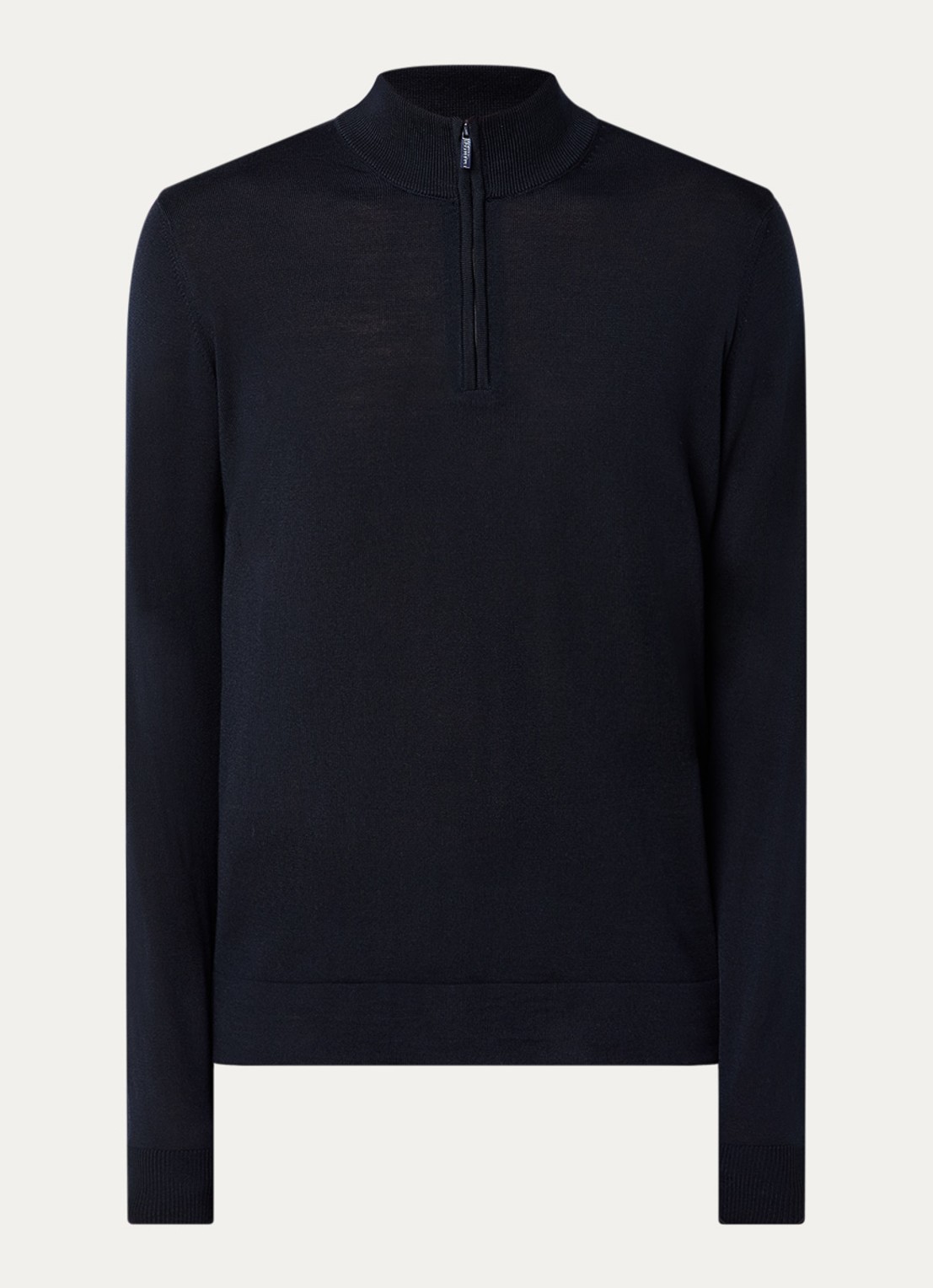 Strellson Marek fijngebreide pullover van scheerwol - voorkant donkerblauw