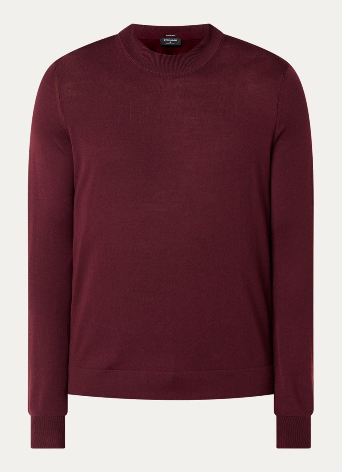 Strellson Marek fijngebreide pullover van wol met col - voorkant 3 bordeauxrood