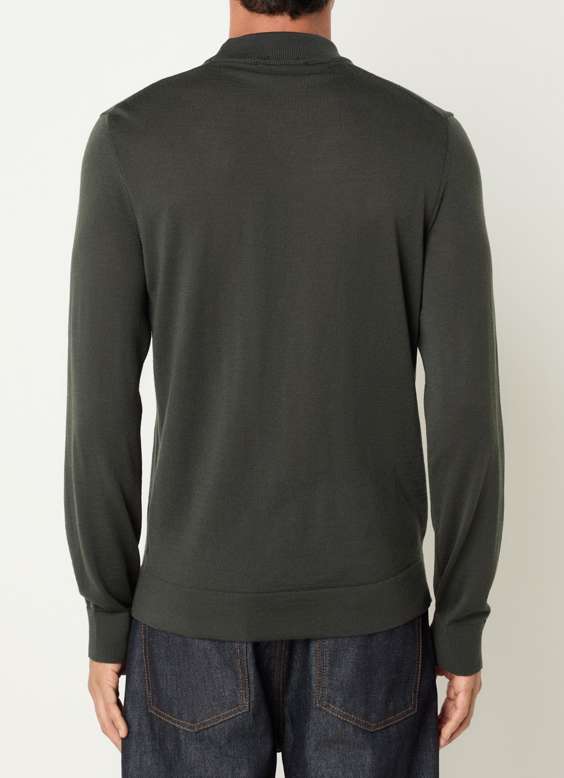 Strellson Marek fijngebreide pullover van wol met col - achterkant 4 groen