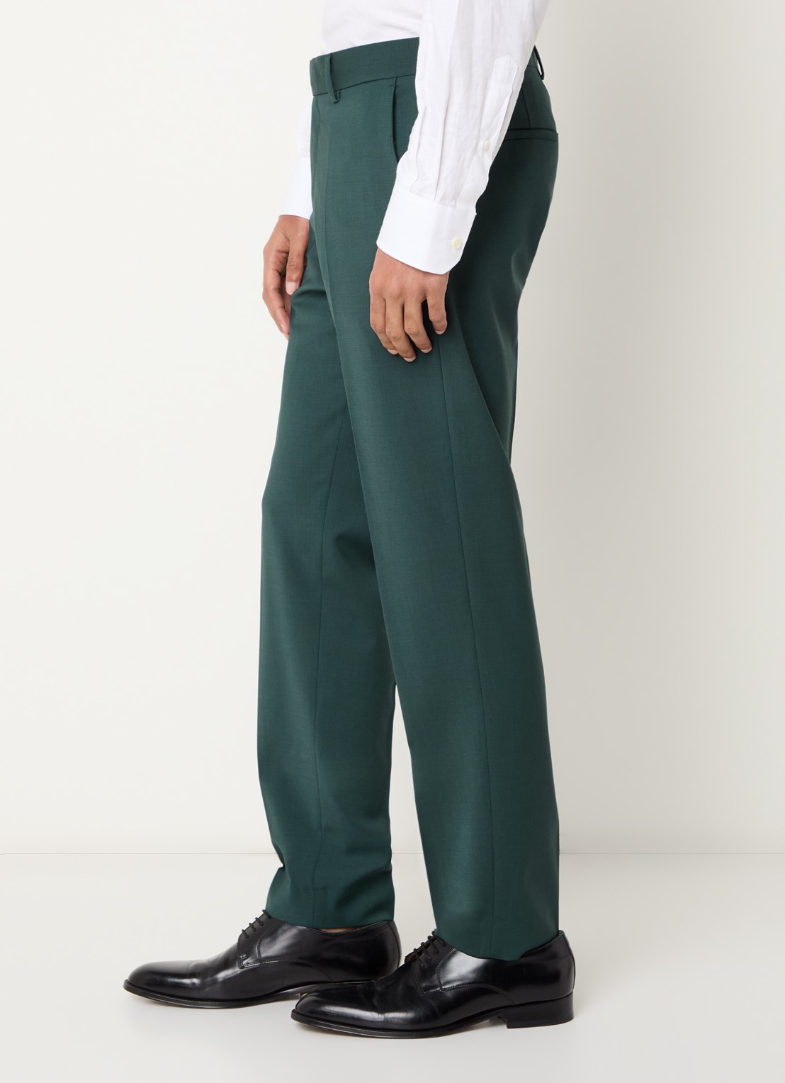 Strellson Melwin slim fit pantalon in wolblend met gemêleerd dessin - detail 2 donkergroen