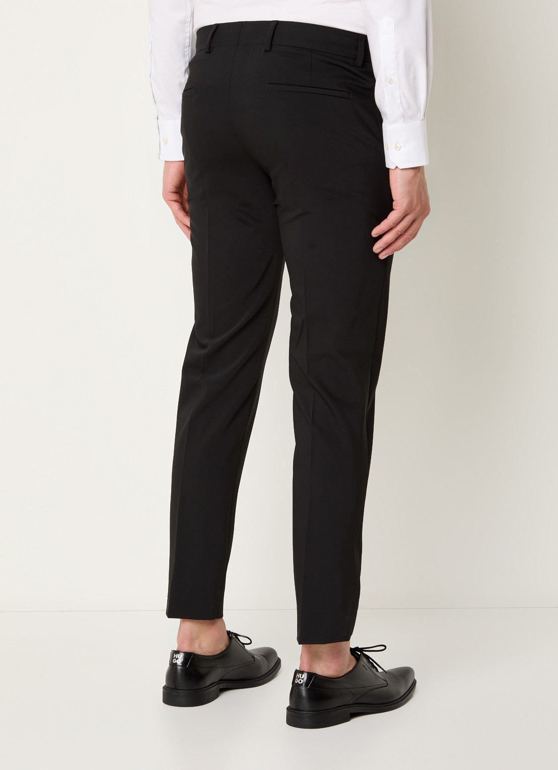 Strellson Melwin slim fit pantalon in wolblend met steekzakken - achterkant 5 zwart