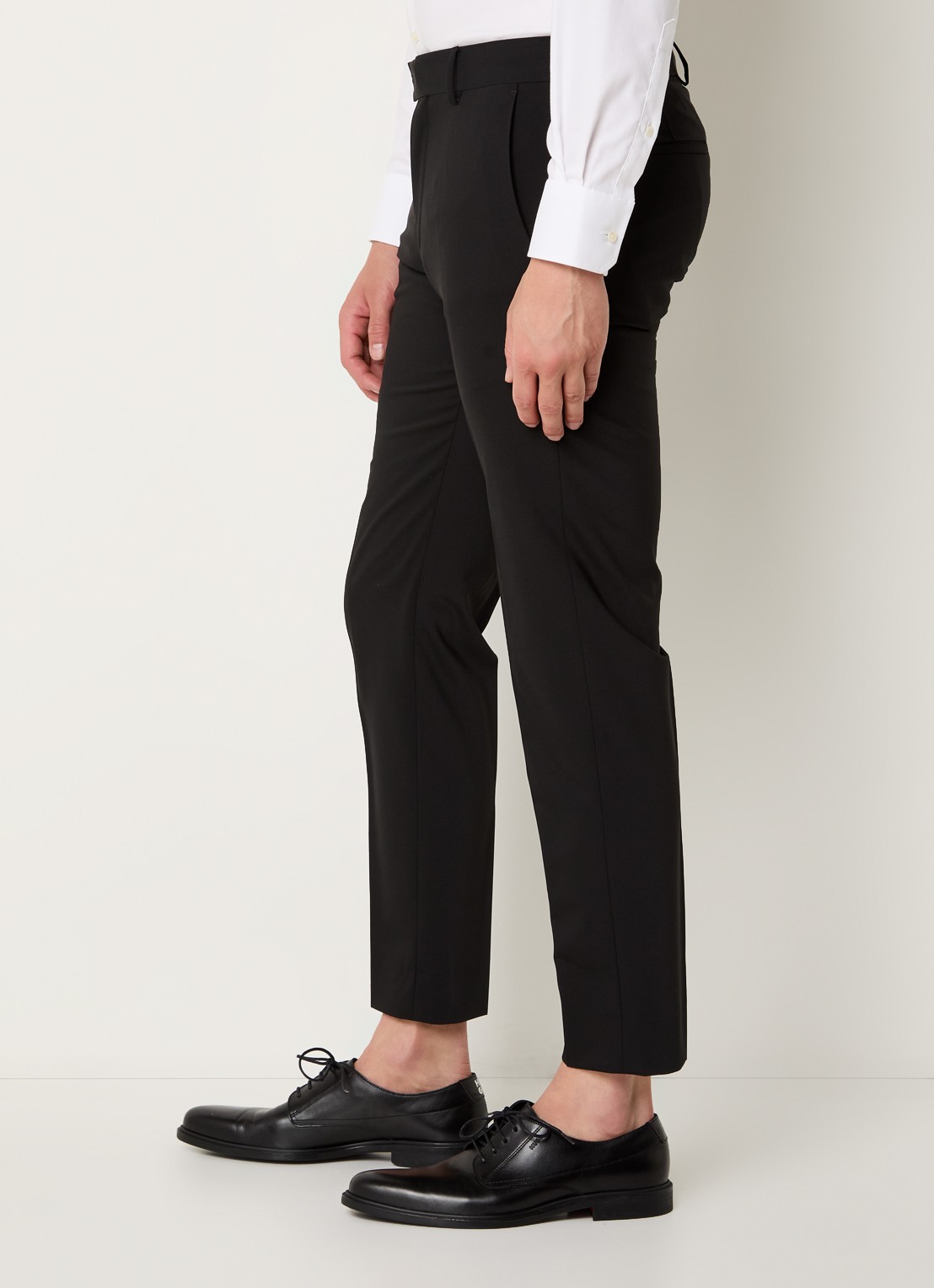 Strellson Melwin slim fit pantalon in wolblend met steekzakken - detail 4 zwart