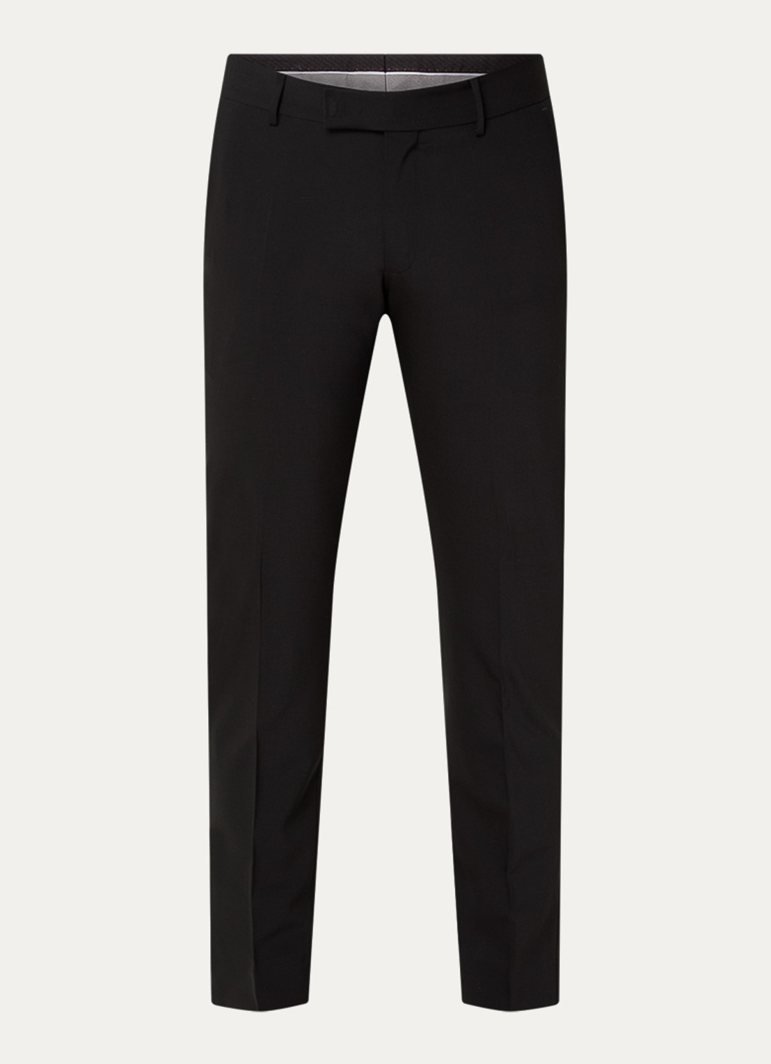 Strellson Melwin slim fit pantalon in wolblend met steekzakken - voorkant zwart