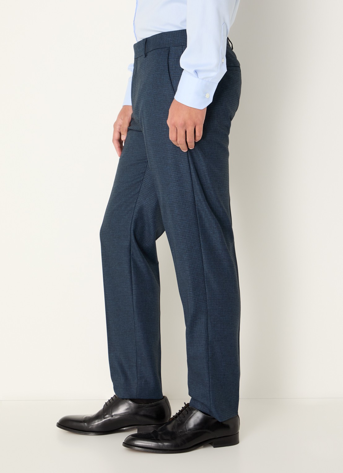 Strellson Melwin slim fit pantalon met ruitdessin - detail 4 indigo