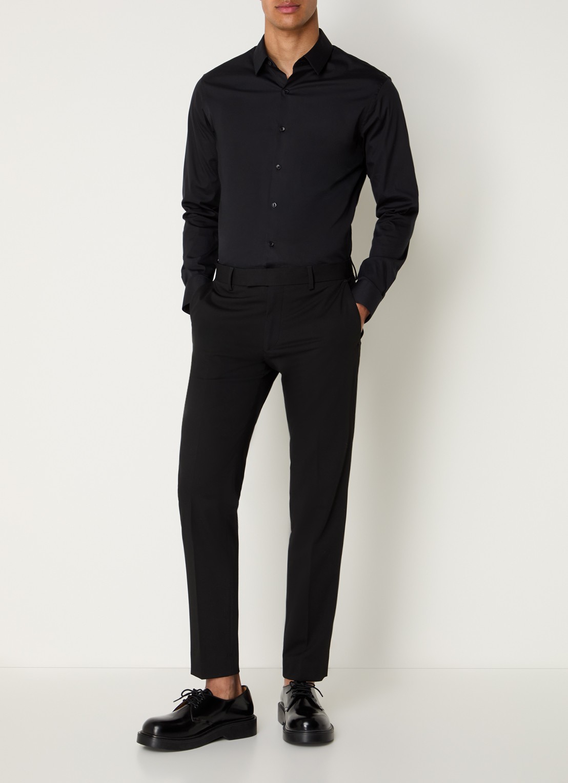 Strellson Melwin slim fit pantalon met steekzakken - voorkant 6 zwart