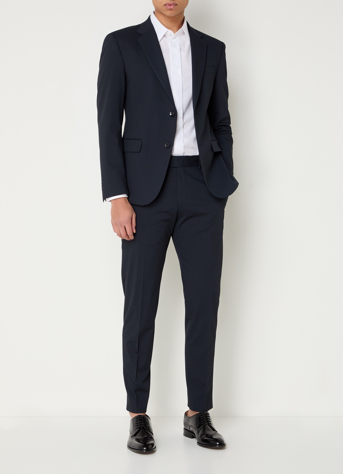 Strellson Melwin slim fit pantalon met steekzakken - voorkant 3 donkerblauw
