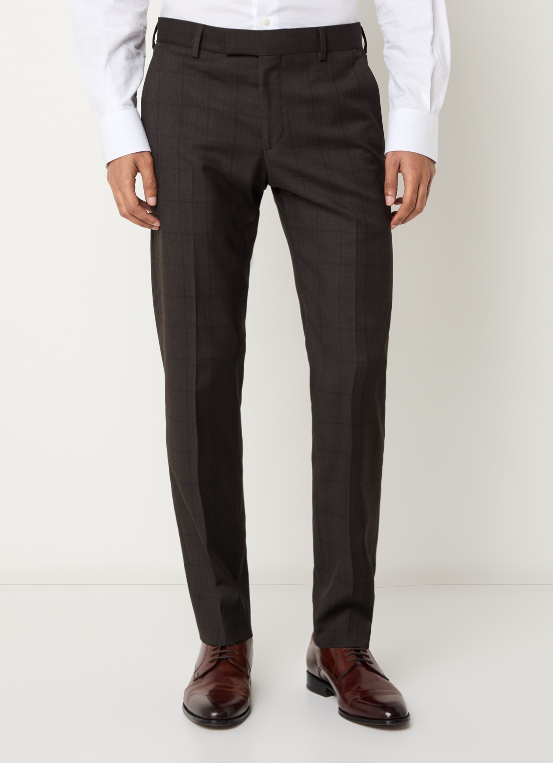 Strellson Melwin straight fit broek met steekzakken - detail donkerbruin