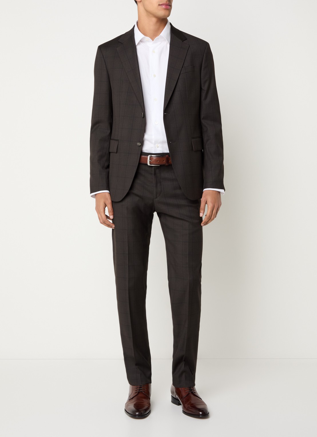 Strellson Melwin straight fit broek met steekzakken - voorkant 5 donkerbruin