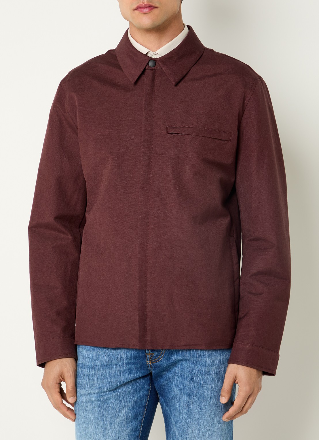 Strellson Modena jack in linnenblend met steekzakken - detail 4 donkerrood