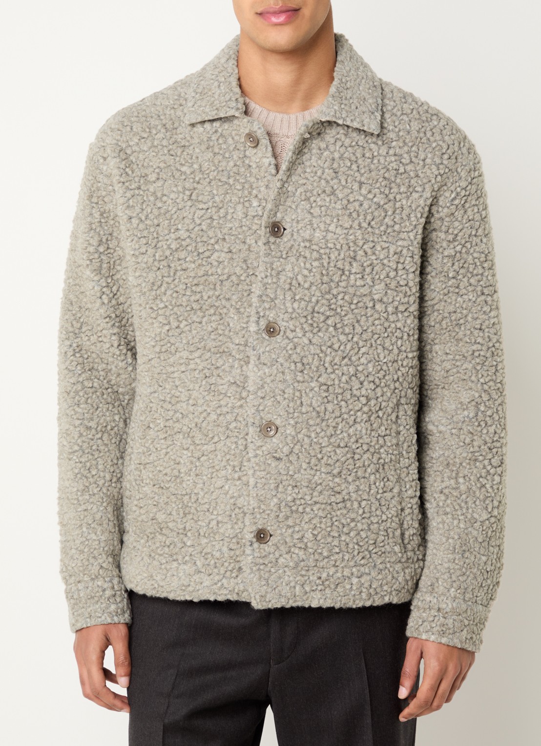 Strellson Nad-J overshirt van teddy - detail 2 grijsmele