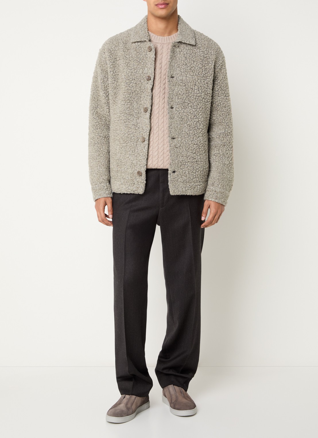 Strellson Nad-J overshirt van teddy - voorkant 4 grijsmele