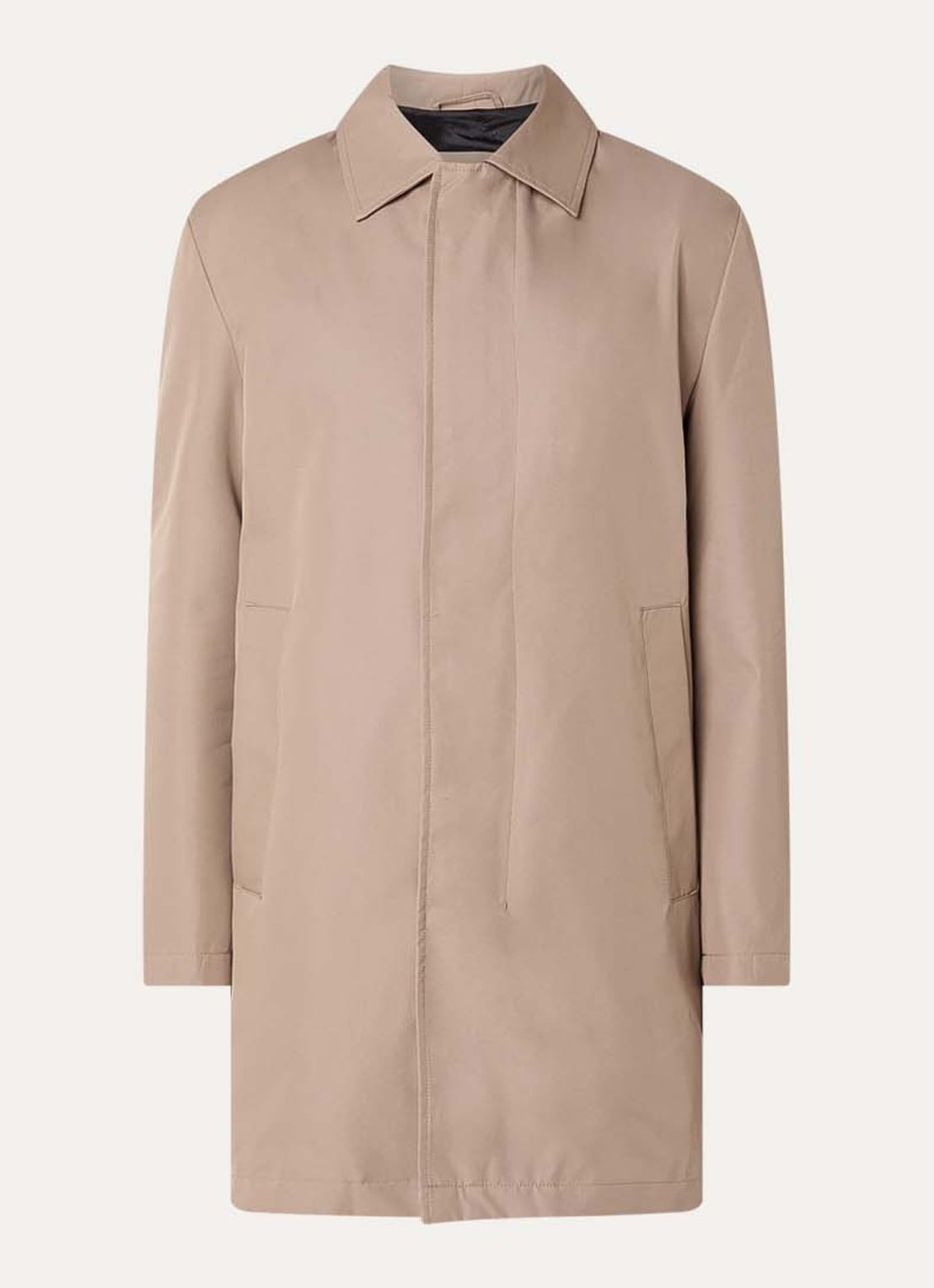 Strellson Naro trenchcoat met steekzakken en kraag - voorkant donkerbeige