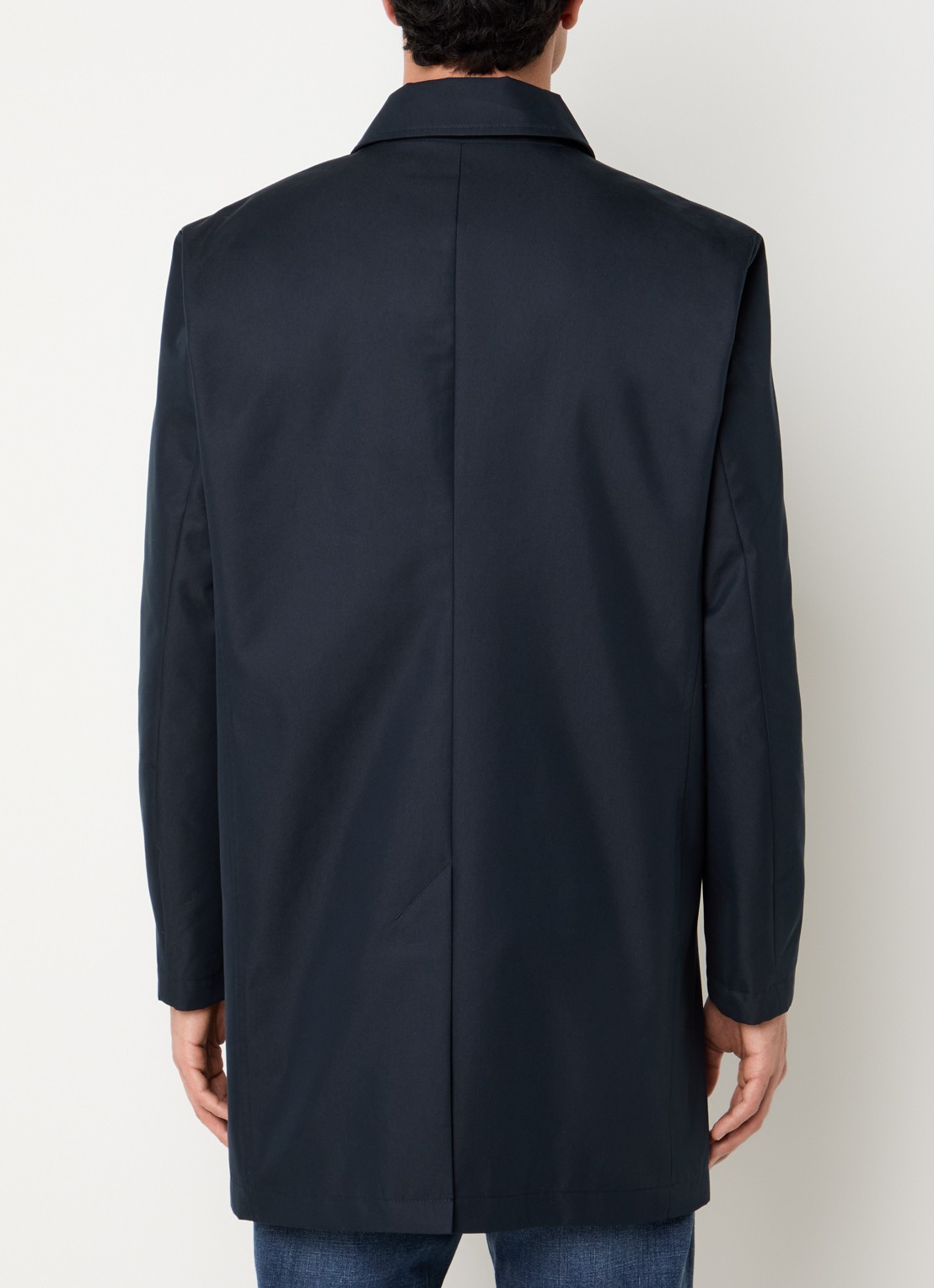 Strellson Naro trenchcoat met steekzakken en kraag - achterkant 3 donkerblauw