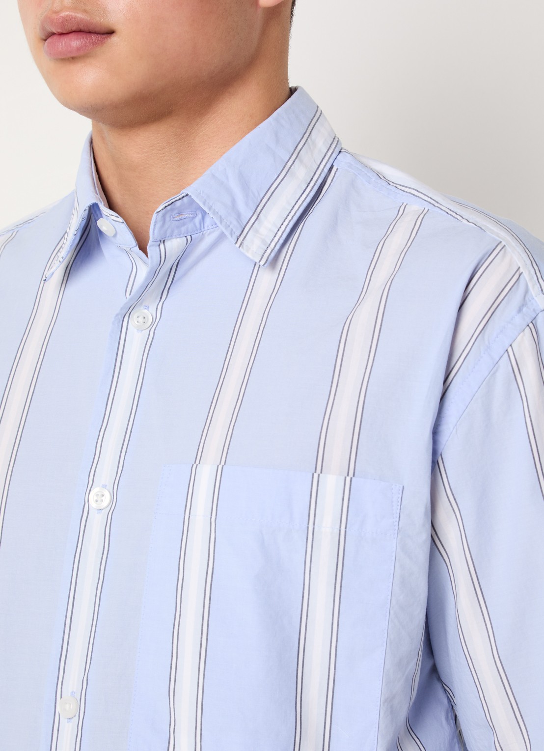 Strellson Nelson1 regular fit overhemd met streepprint - detail 3 lichtblauw