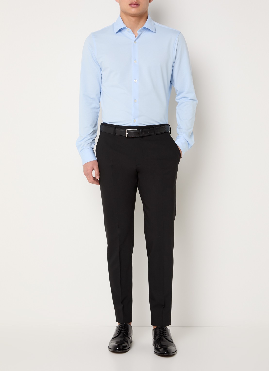 Strellson Powerflex regular fit overhemd met stretch - voorkant 5 lichtblauw