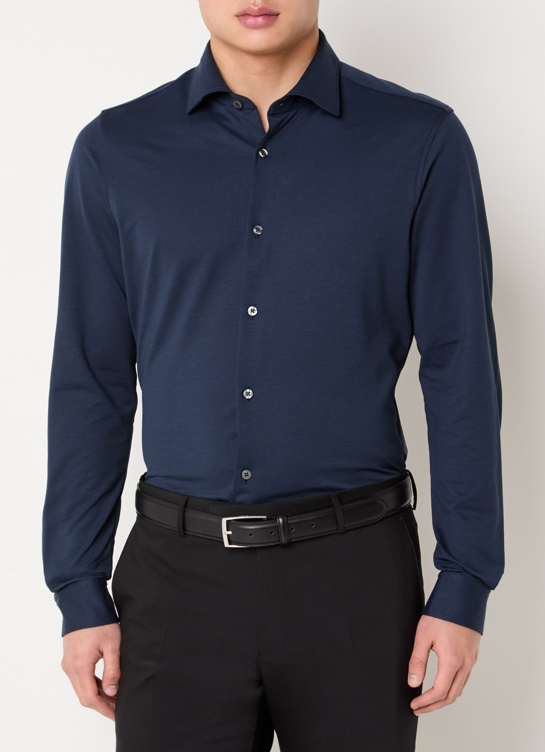 Strellson Powerflex regular fit overhemd met stretch - detail 3 donkerblauw