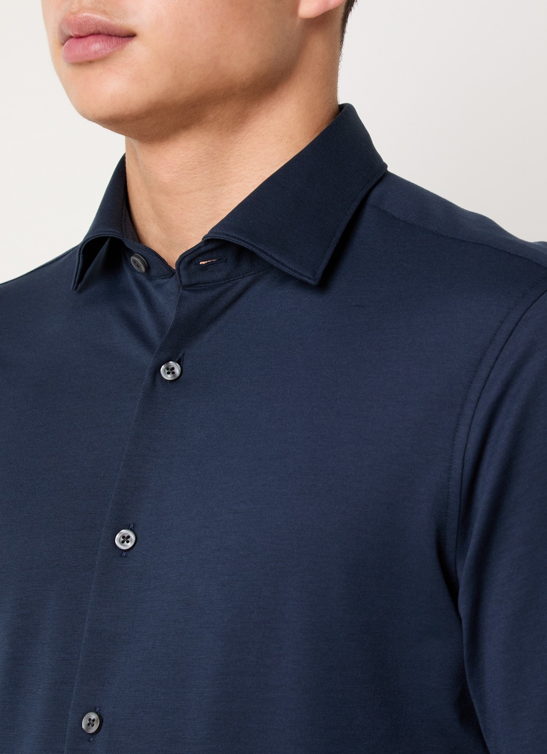 Strellson Powerflex regular fit overhemd met stretch - detail 4 donkerblauw