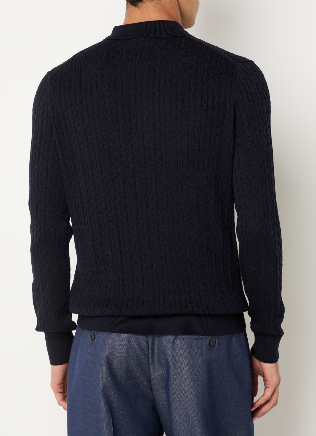 Strellson Regular fit polo met structuur - achterkant 2 donkerblauw