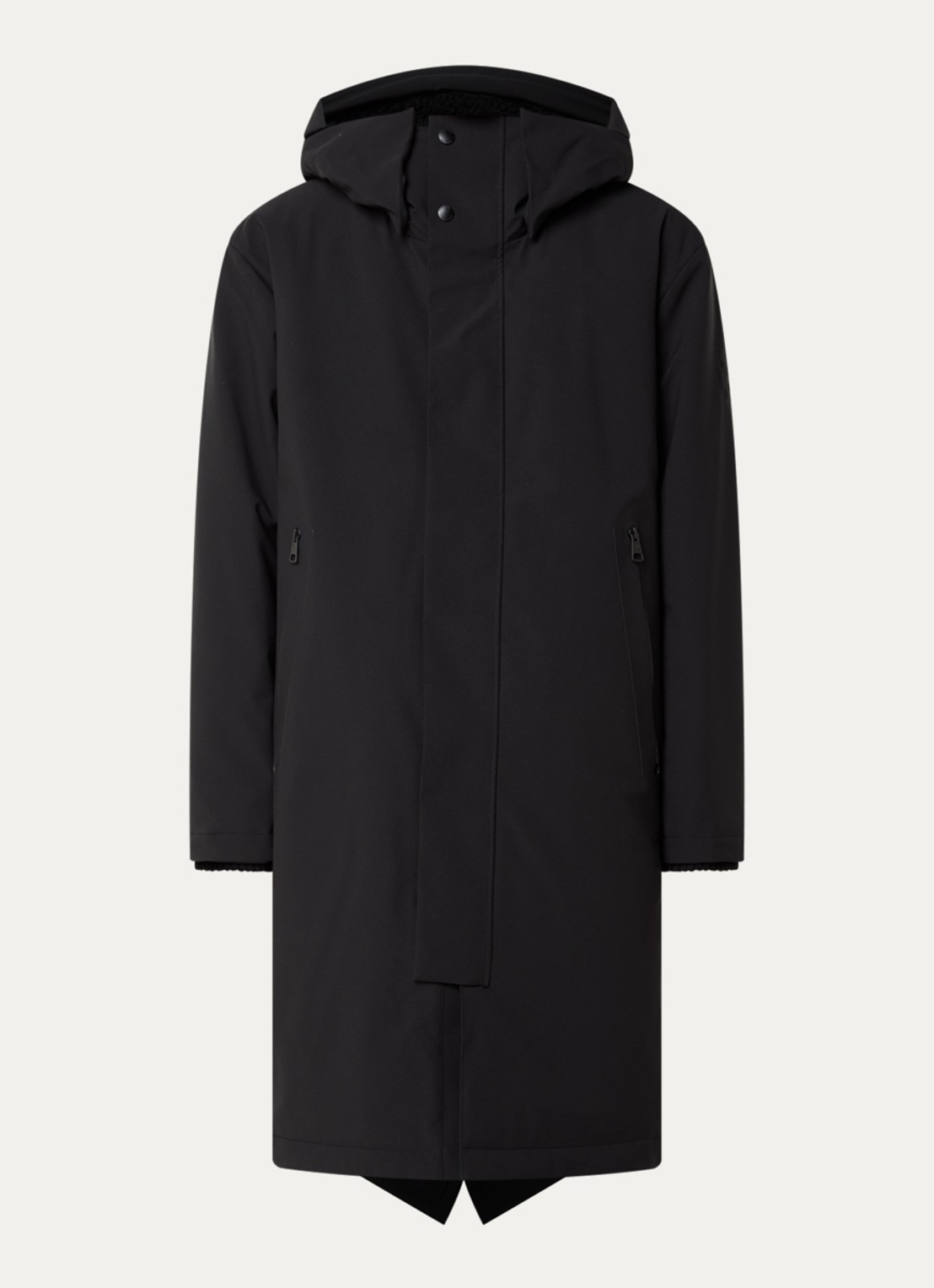 Strellson Reloaded longline gewatteerde parka - voorkant 2 zwart