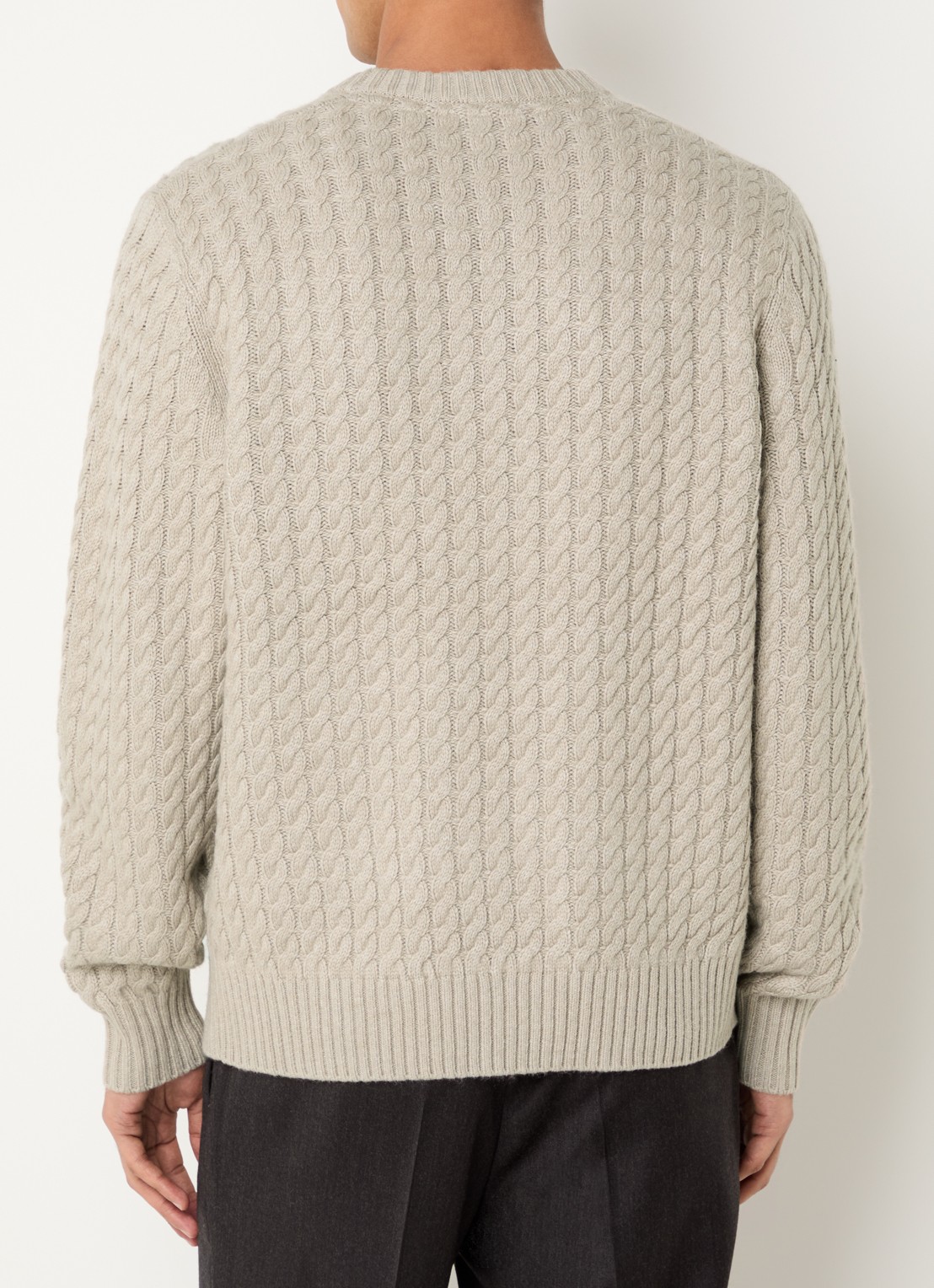 Strellson Remo fijngebreide trui in kasjmierblend met ronde hals - achterkant 2 beige