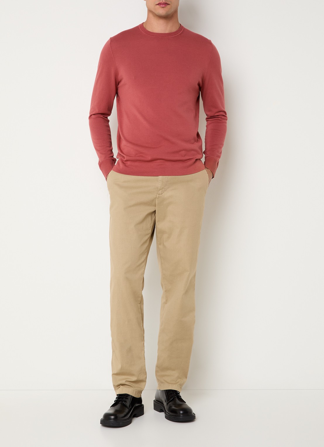 Strellson Rion-D tapered fit broek met steekzakken - voorkant 3 beige