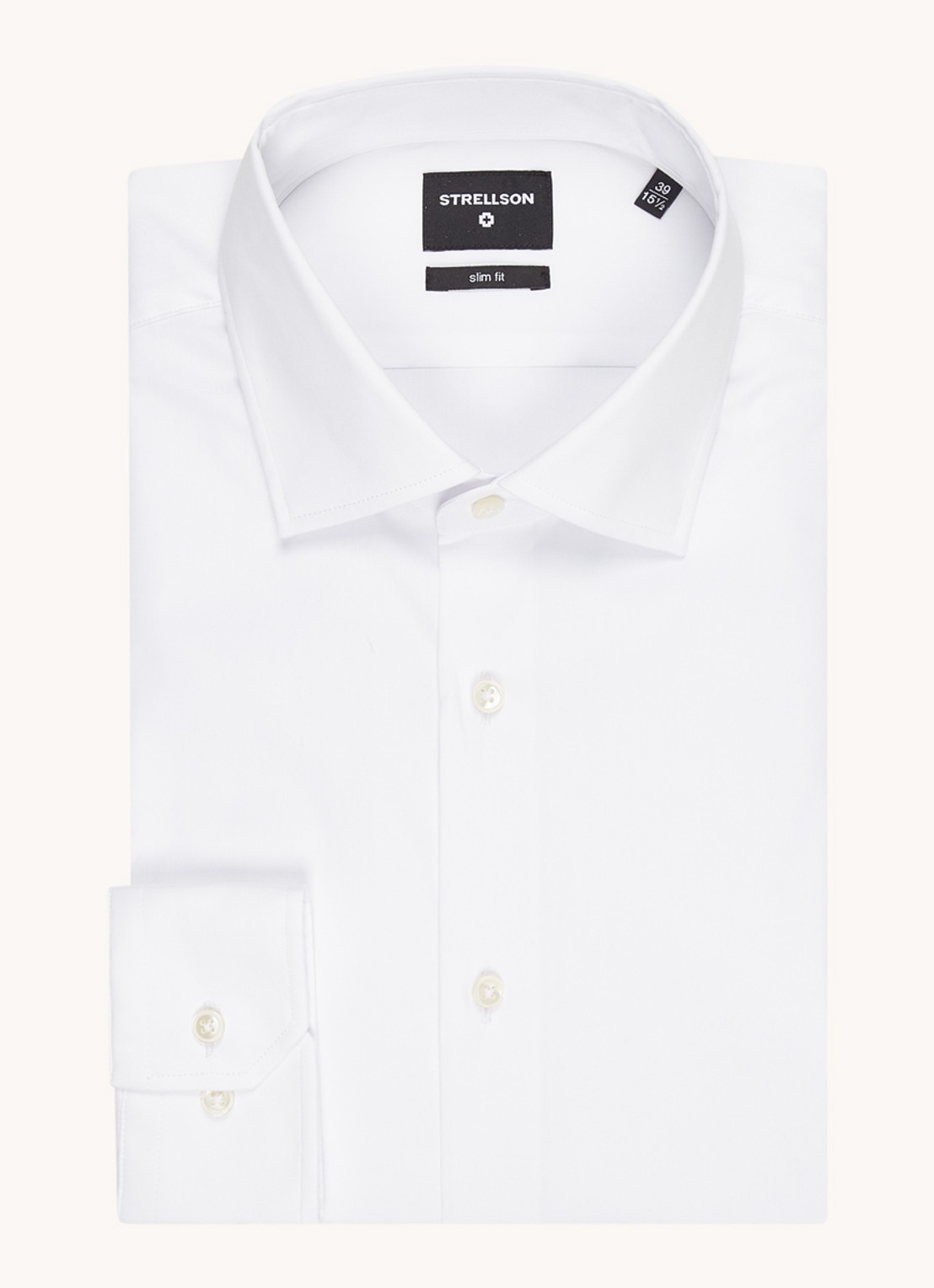 Strellson Santos slim fit overhemd met stretch - voorkant wit