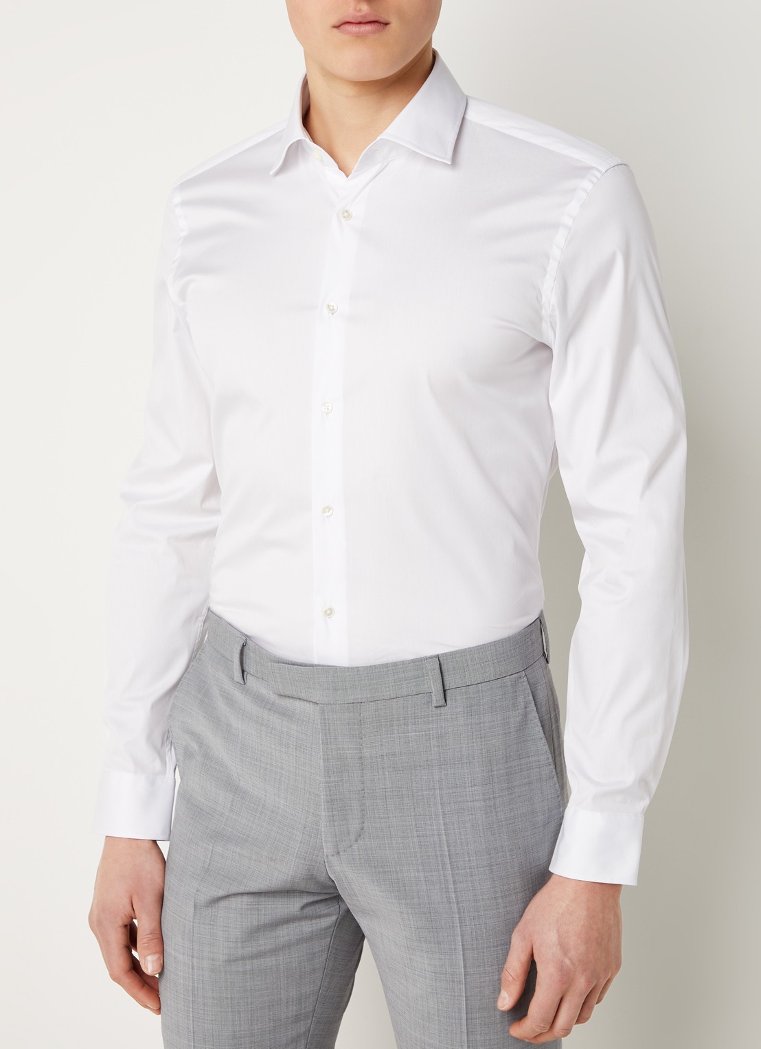 Strellson Santos slim fit overhemd met stretch - detail 3 wit