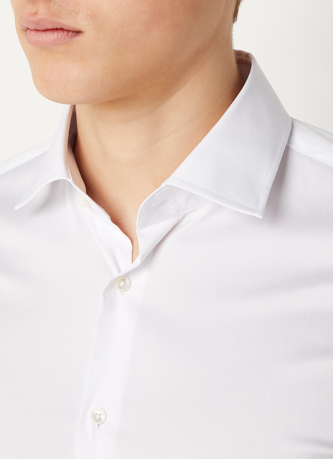 Strellson Santos slim fit overhemd met stretch - detail 4 wit