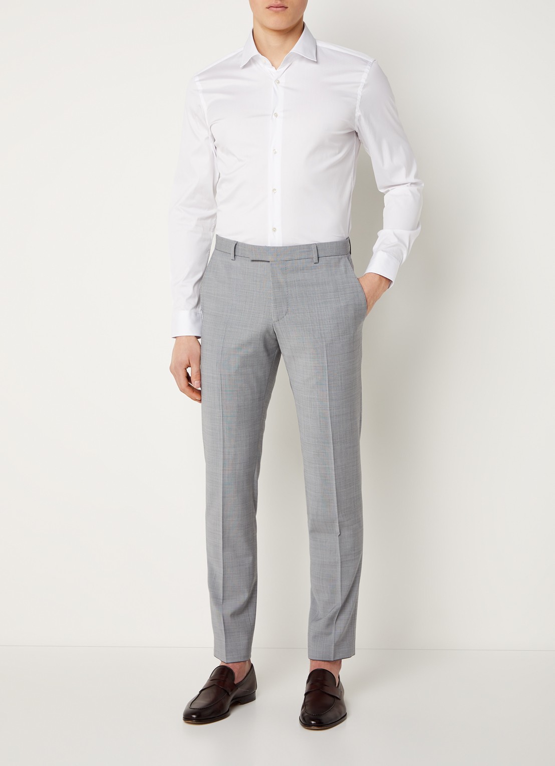 Strellson Santos slim fit overhemd met stretch - voorkant 2 wit