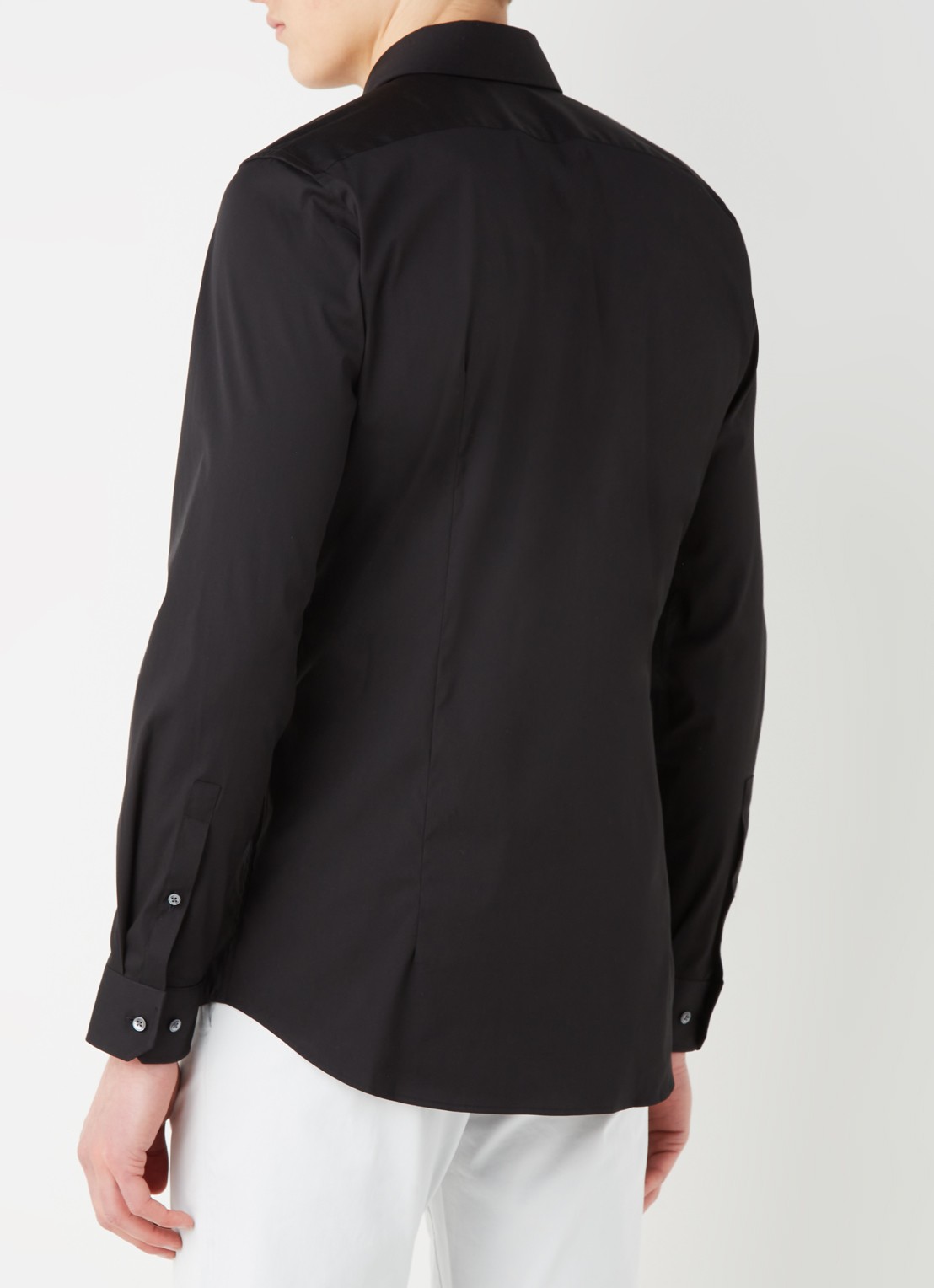 Strellson Santos slim fit overhemd met stretch - achterkant 4 zwart