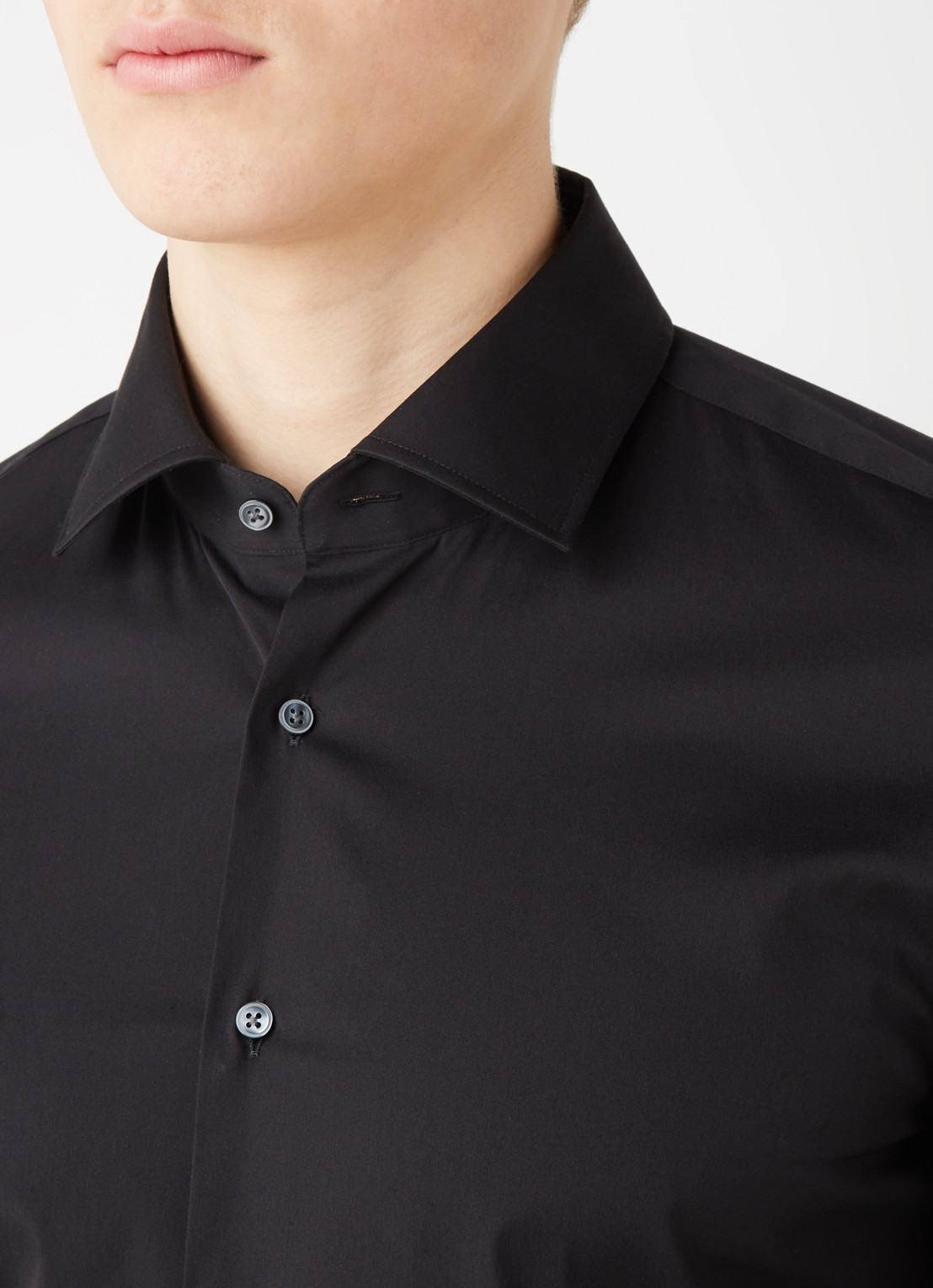 Strellson Santos slim fit overhemd met stretch - detail 3 zwart
