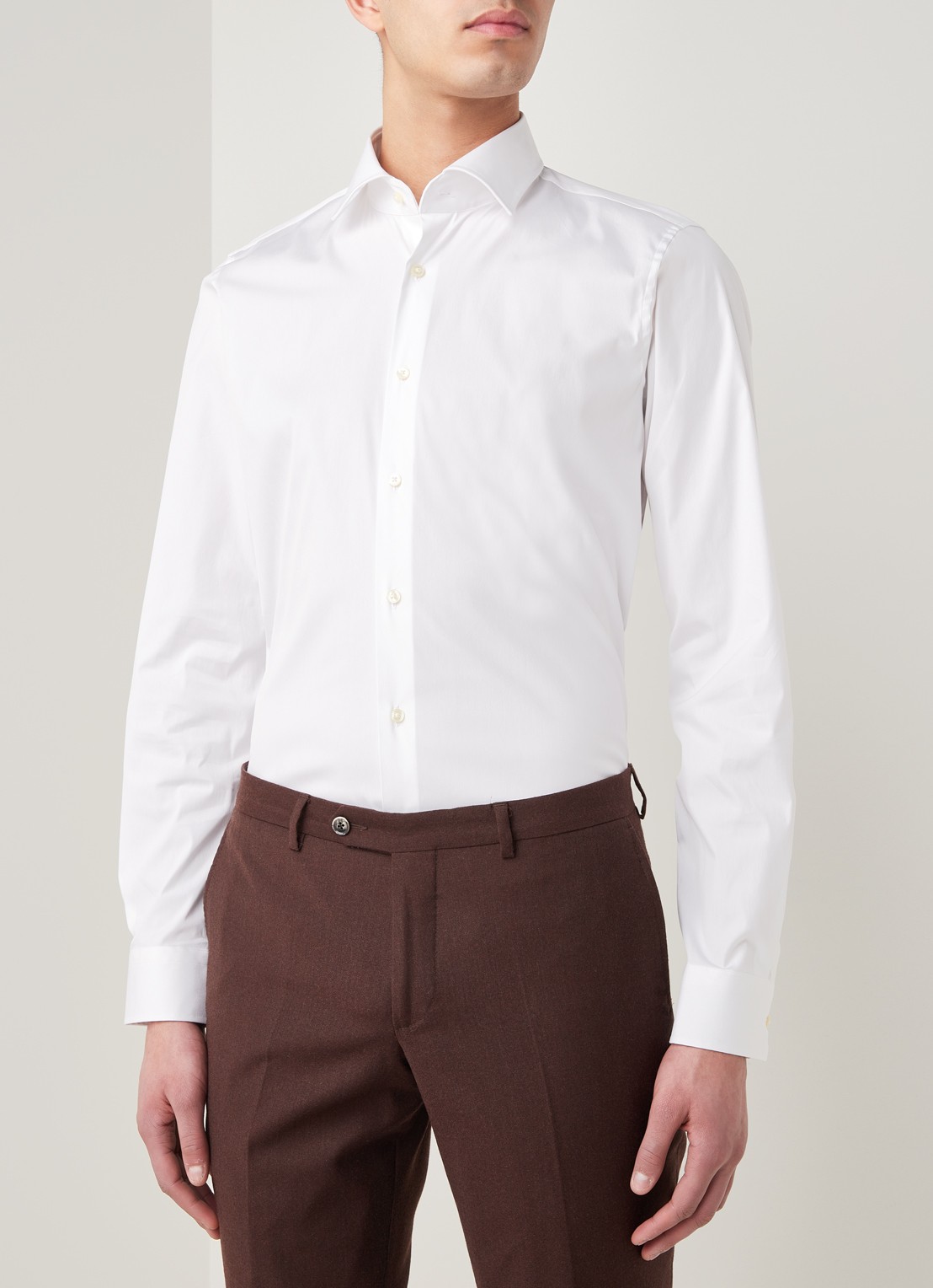 Strellson Santos slim fit overhemd met stretch - detail 2 wit