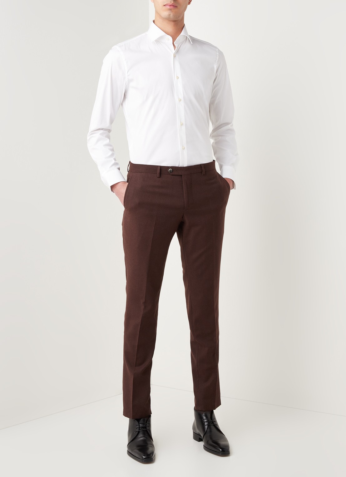 Strellson Santos slim fit overhemd met stretch - voorkant 5 wit