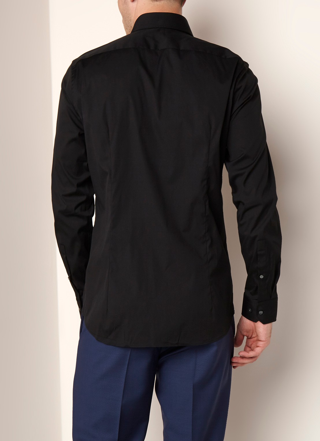 Strellson Santos slim fit overhemd van katoen met stretch - achterkant zwart