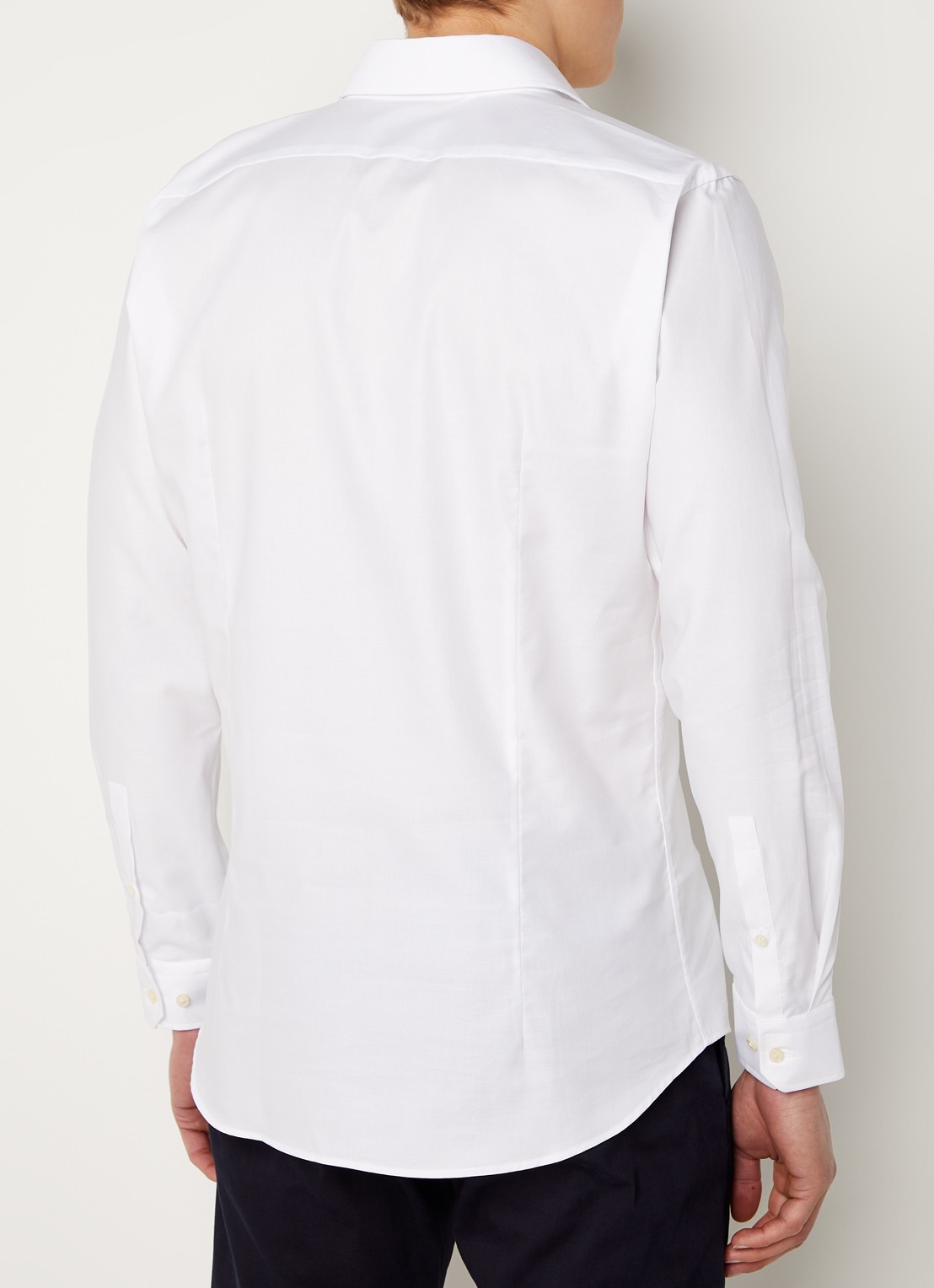 Strellson Sereno slim fit overhemd met structuur - achterkant wit