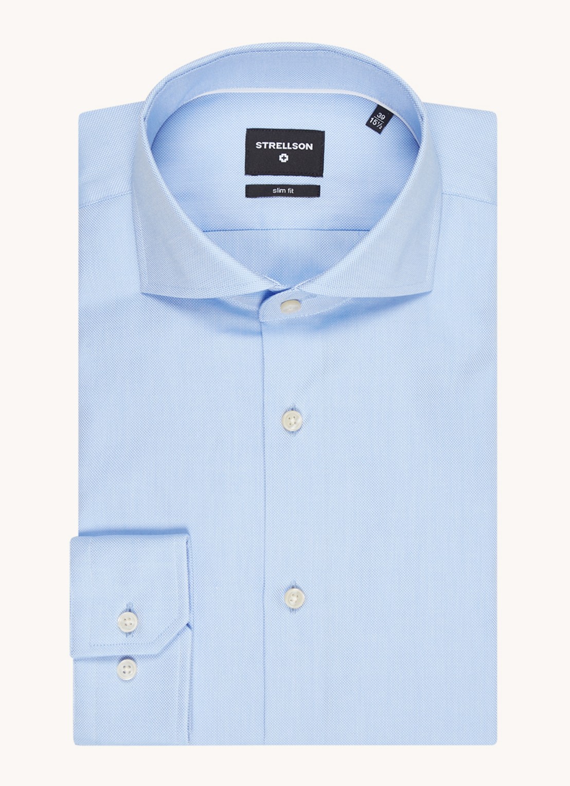Strellson Sereno slim fit overhemd met structuur - voorkant lichtblauw