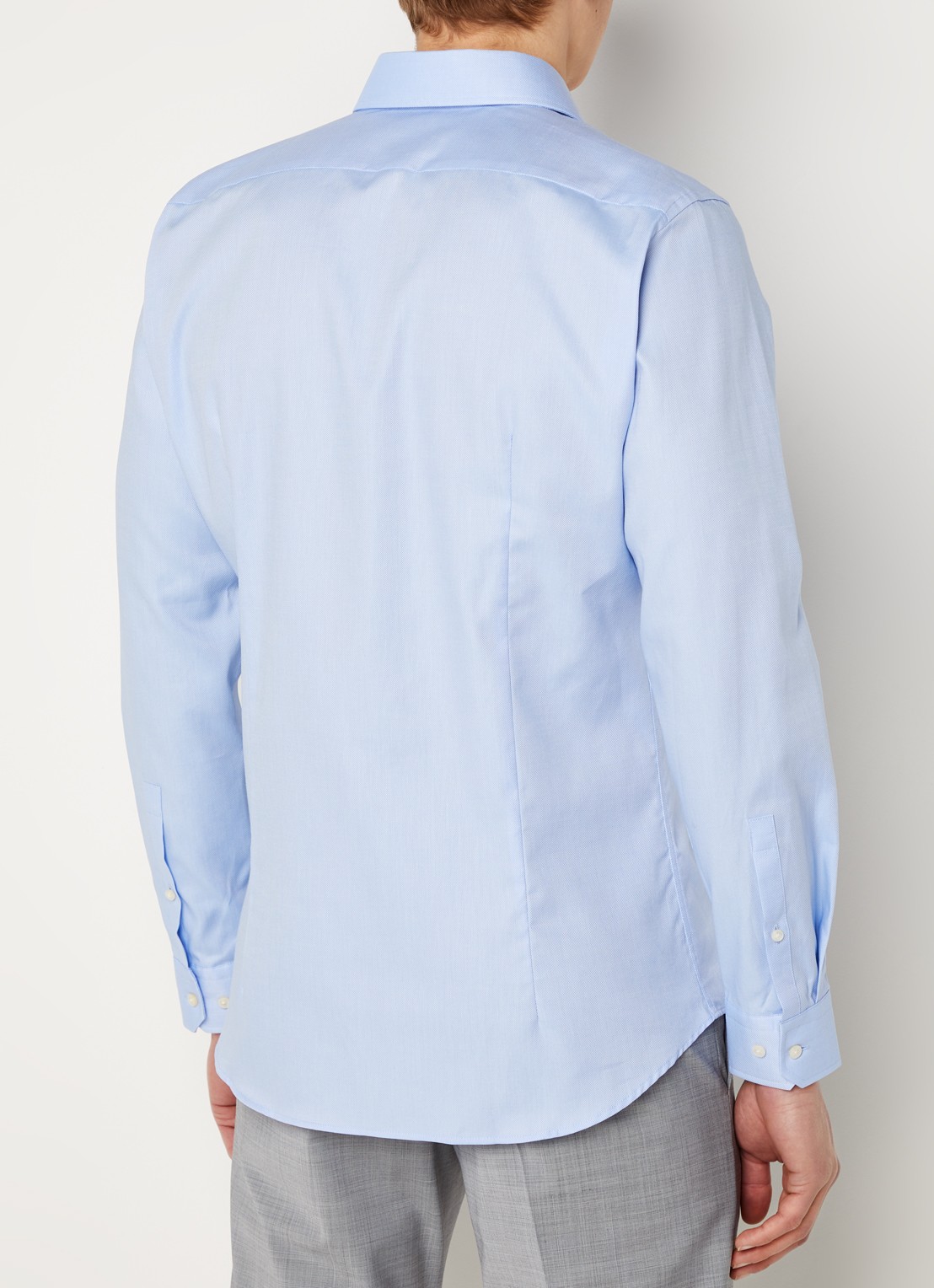 Strellson Sereno slim fit overhemd met structuur - achterkant 3 lichtblauw